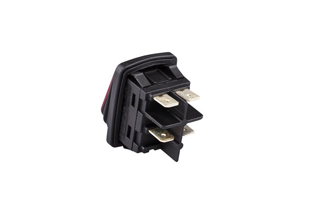 30*22mm Black Body 2NO with Illumination with Terminal (Fan) Sign Marked Red A54 Series Rocker Switch